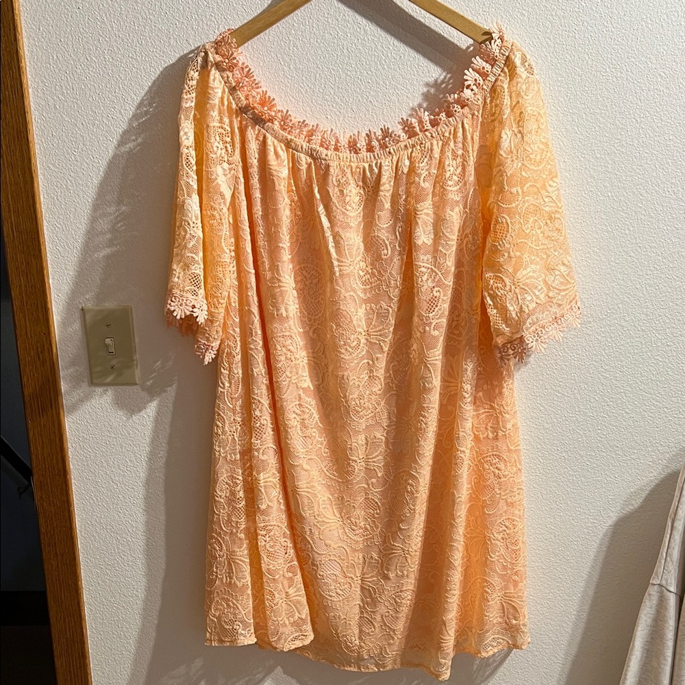 Elegant Spring  Lace Off-Shoulder Peach Top/tunic